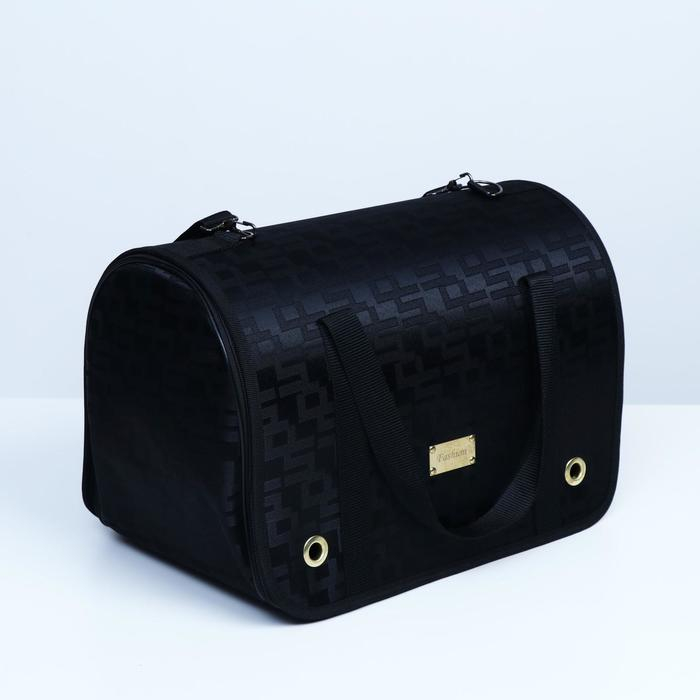 Сумка - переноска для животных  Сумка - переноска для животных "Люкс", ПВХ, жаккард, 40 х 25 х 26, чёрная