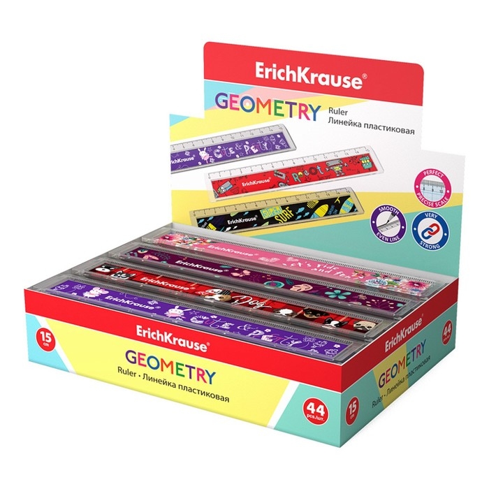Линейка 15 см дизайн ErichKrause, с выемкой, микс *4 вида, в дисплее (girl) Линейка 15 см дизайн ErichKrause, с выемкой, микс *4 вида, в дисплее (girl)