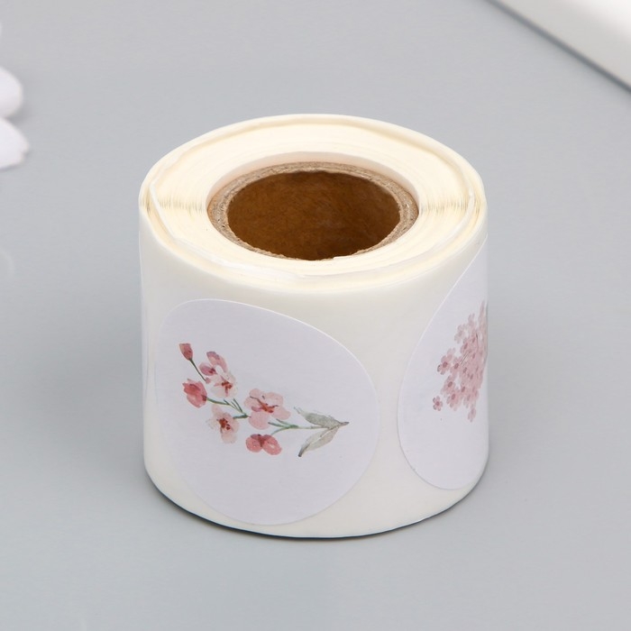 Наклейка бумага Наклейка бумага "Цветы. Абстракция" d=3,8 см 250 шт в рулоне