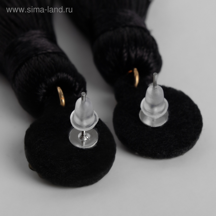 Серьги «Кисти» гармония, цвет чёрный, L кисти 8,5 см Серьги «Кисти» гармония, цвет чёрный, L кисти 8,5 см