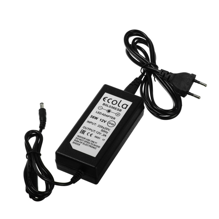 Блок питания Ecola для светодиодной ленты 12 В, 36 Вт, IP20 Блок питания Ecola для светодиодной ленты 12 В, 36 Вт, IP20