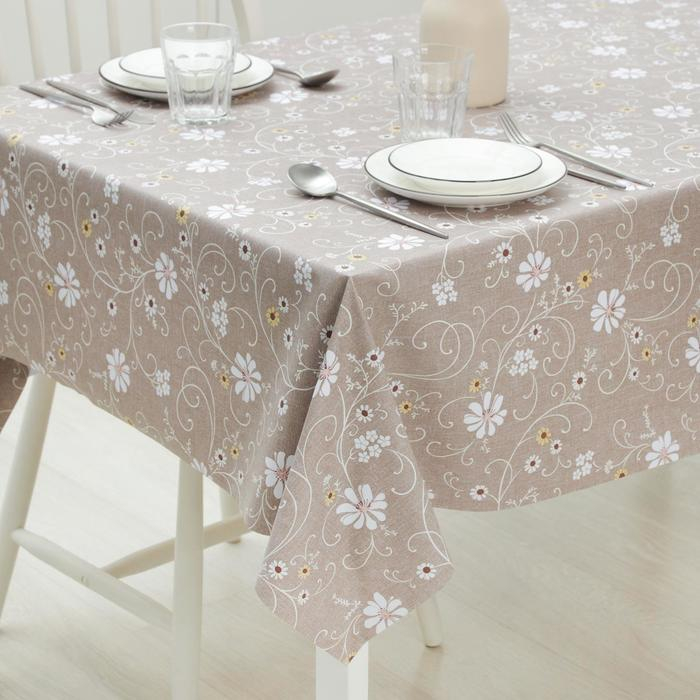 Клеёнка на стол «Ромашковое поле», на тканевой основе, ширина 137 см, рулон 20 метров, толщина 0,25 мм, цвет коричневый Клеёнка на стол «Ромашковое поле», на тканевой основе, ширина 137 см, рулон 20 метров, толщина 0,25 мм, цвет коричневый