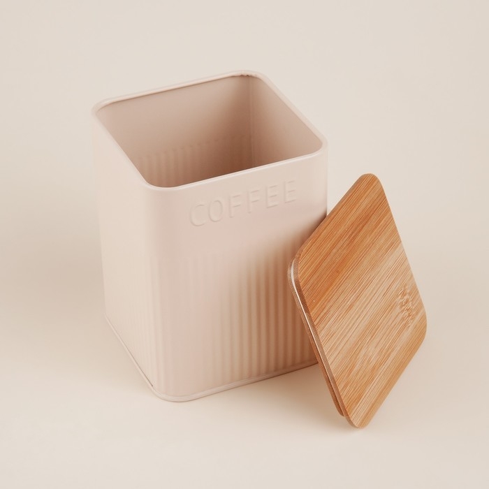 Банка для кофе &laquo;Сан-Лоренцо&raquo;, 10&times;13 см, цвет розовый, с бамбуковой крышкой