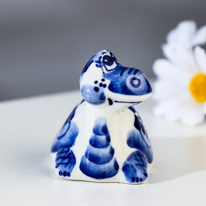 Сувенир «Черепаха с длинной шеей», 6 см, гжель