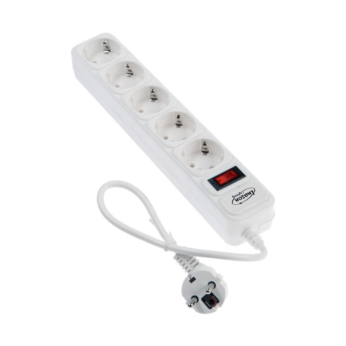 Сетевой фильтр Luazon Lighting, 5 розеток, 0.5 м, 2200 Вт, 3 х 0.75 мм2, 10 A, 220 В, белый Сетевой фильтр Luazon Lighting, 5 розеток, 0.5 м, 2200 Вт, 3 х 0.75 мм2, 10 A, 220 В, белый