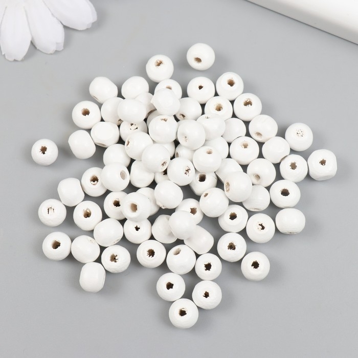 Бусины для творчества дерево Бусины для творчества дерево "Белые" d=0,8 см набор 20 гр