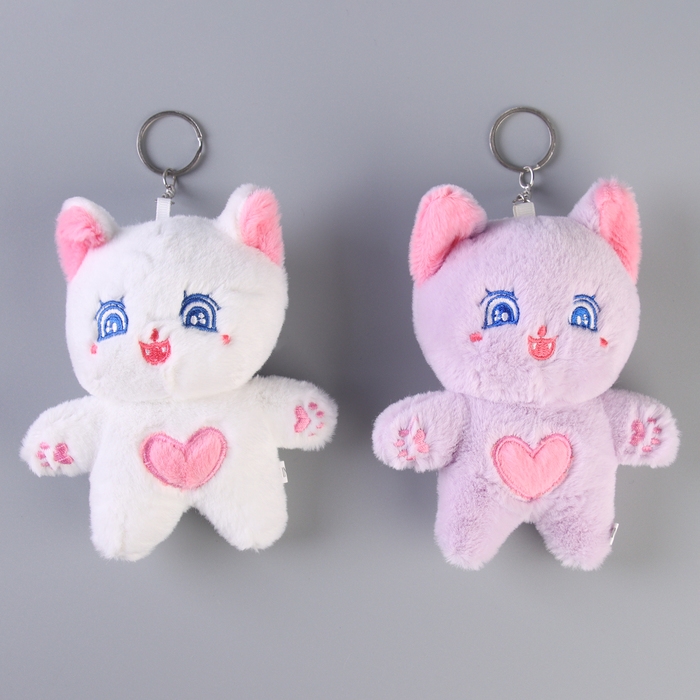 Мягкая игрушка &laquo;Кот с сердцем&raquo; на брелоке, 14 см, цвет МИКС