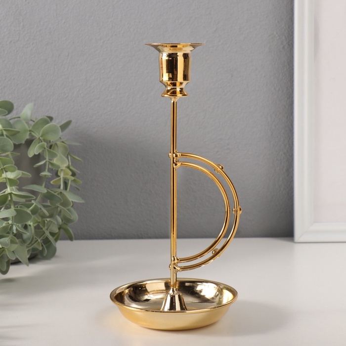 Подсвечник металл на 1 свечу Подсвечник металл на 1 свечу "Шарики на дуге" d-2 см 10,5х10,5х23 см