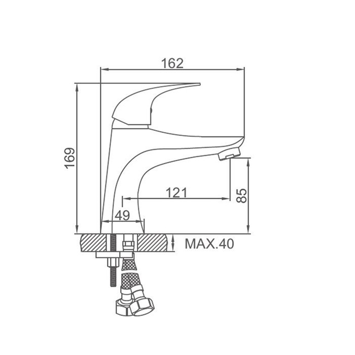 Смеситель для раковины Accoona A9024, однорычажный, длина излива 121 мм, хром Смеситель для раковины Accoona A9024, однорычажный, длина излива 121 мм, хром