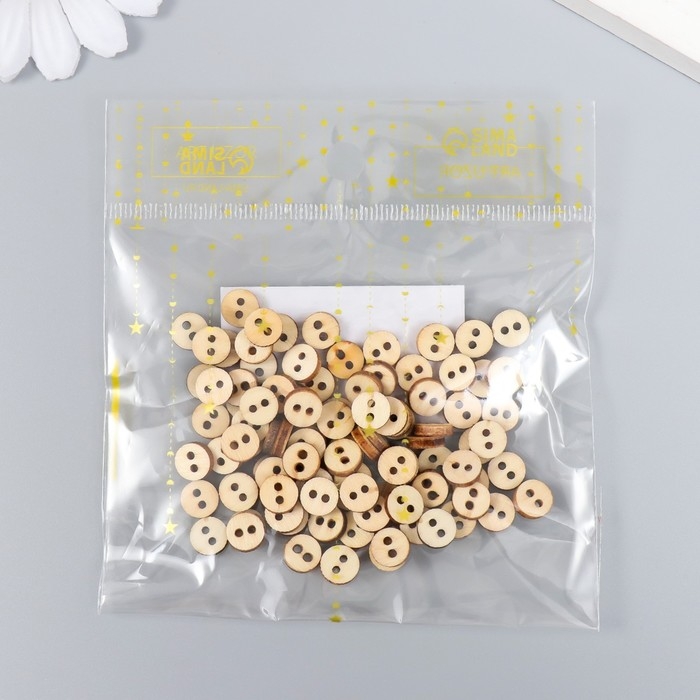 Пуговицы дерево для творчества 2 прокола Пуговицы дерево для творчества 2 прокола "Простые" набор 100 шт 0,8х0,8х0,2 см