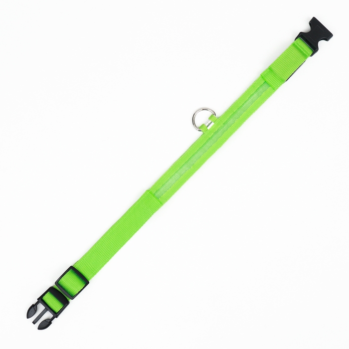 Ошейник с подсветкой размер М, ОШ 40-48 х 2,5 см, 3 режима свечения зелёный Ошейник с подсветкой размер М, ОШ 40-48 х 2,5 см, 3 режима свечения зелёный