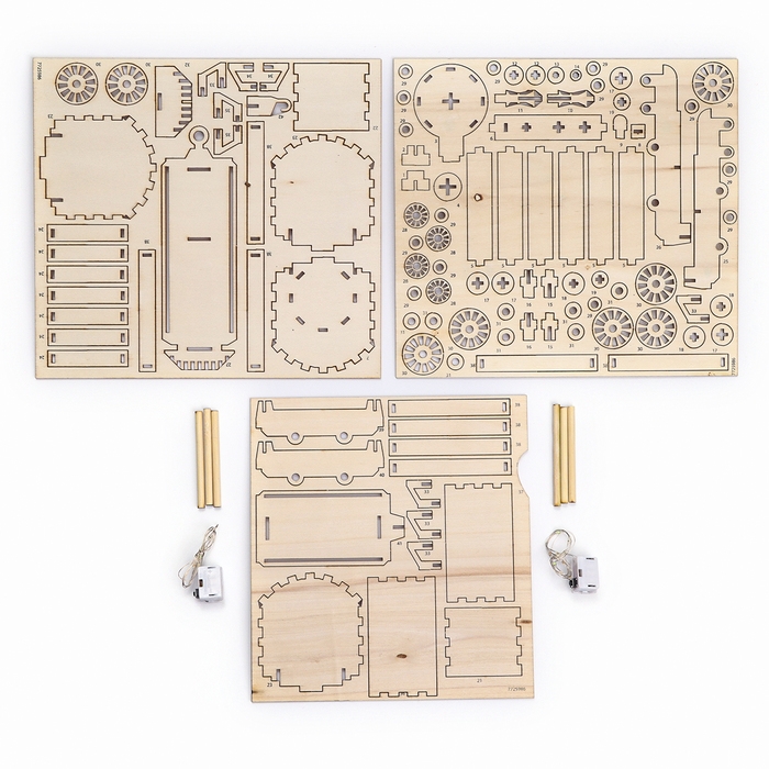 Деревянный конструктор «Новогодний экспресс ГП», 7,5х30х10 см, 108 деталей, с батарейками, 6+ Деревянный конструктор «Новогодний экспресс ГП», 7,5х30х10 см, 108 деталей, с батарейками, 6+