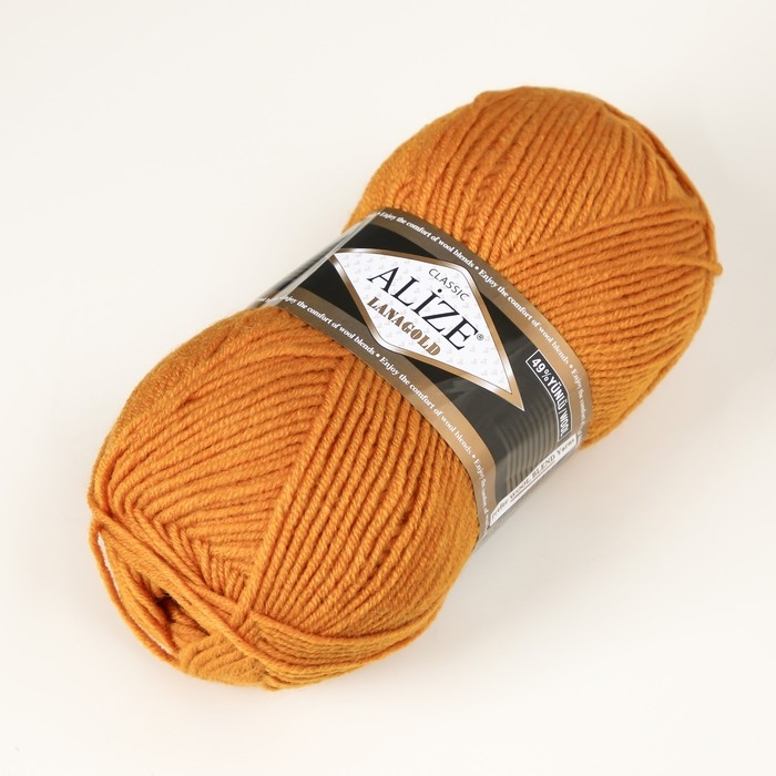Пряжа Пряжа "Lanagold" 51% акрил, 49% шерсть 240м/100гр (645 горчичный)