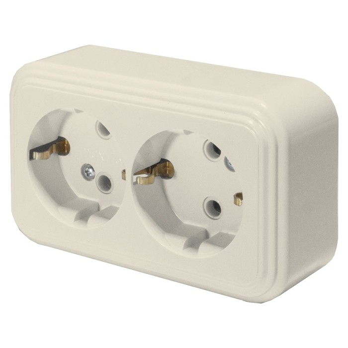 Розетка 2-местная с заземляющим контактом, 250В, 16А, IP20, PST16-31-20 (RA 16-238-БЖ), слон 1022741 Розетка 2-местная с заземляющим контактом, 250В, 16А, IP20, PST16-31-20 (RA 16-238-БЖ), слон 1022741