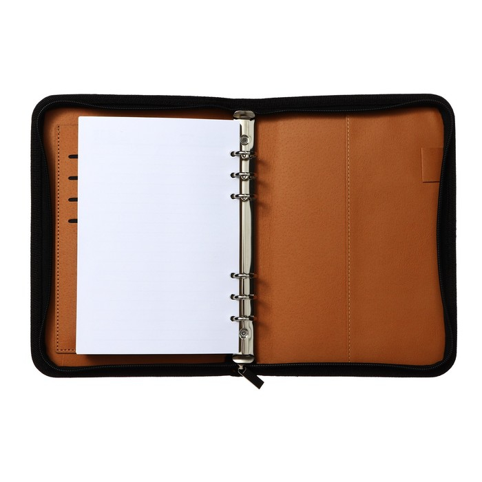 Органайзер на кольцах А5, 100 листов в линейку, с калькулятором, на молнии, чёрный Органайзер на кольцах А5, 100 листов в линейку, с калькулятором, на молнии, чёрный