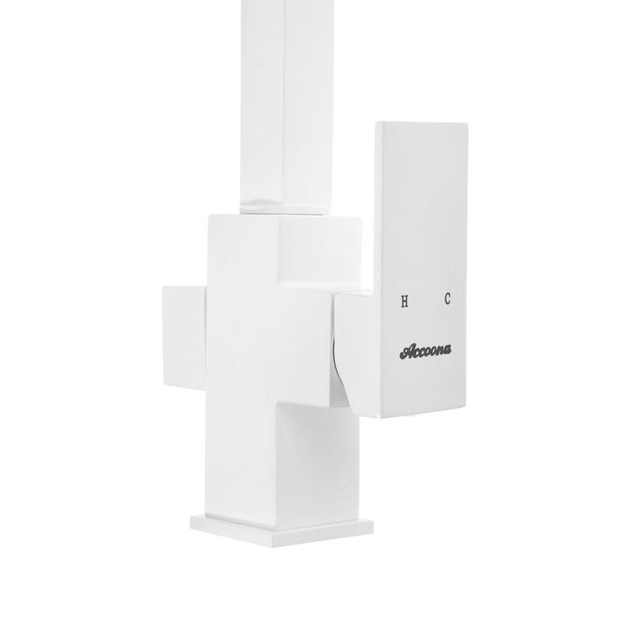 Смеситель для кухни Accoona A5179-6G, с выходом для питьевой воды, латунь, белый Смеситель для кухни Accoona A5179-6G, с выходом для питьевой воды, латунь, белый