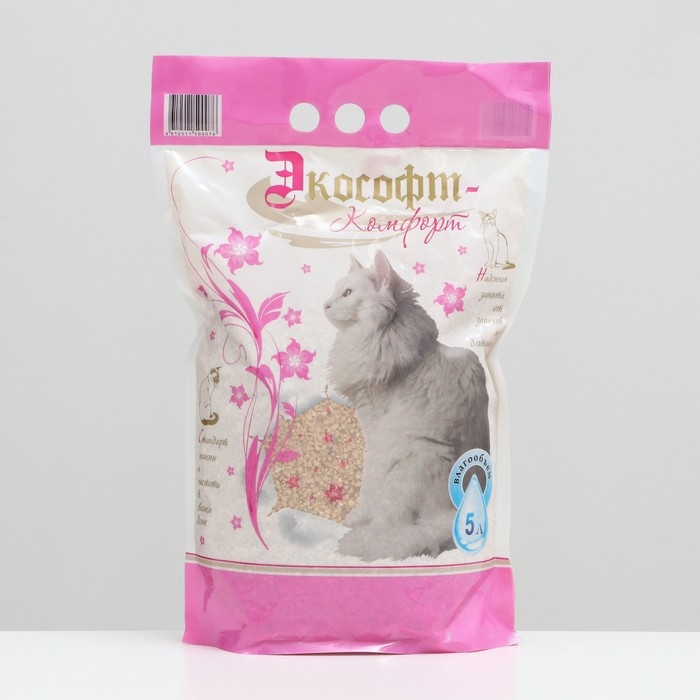 Наполнитель минеральный с добавлением Силикагеля Наполнитель минеральный с добавлением Силикагеля "Экософт-Комфорт", 5 л