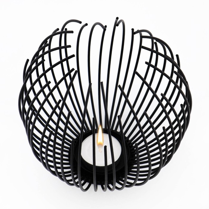 Подсвечник металлический настольный Подсвечник металлический настольный "Шар", 15.5 х 15 см, черный