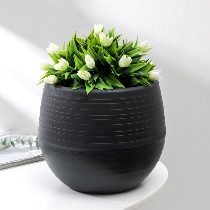 Горшок для цветов с поддоном «Япония», 2 л, цвет графитовый Горшок для цветов с поддоном «Япония», 2 л, цвет графитовый