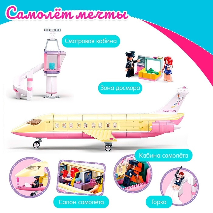 Конструктор Розовая мечта «Самолёт мечты», 384 детали Конструктор Розовая мечта «Самолёт мечты», 384 детали