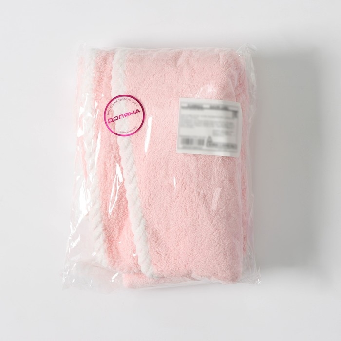 Чалма для сушки волос Доляна, микрофибра, с пуговкой, цвет розовый