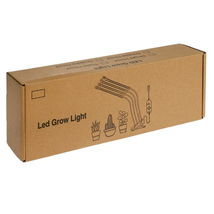 Фитосветильник светодиодный, 36 Вт, 250 мм, IP66, 5 В, USB, биколорный, прищепка, с таймером Фитосветильник светодиодный, 36 Вт, 250 мм, IP66, 5 В, USB, биколорный, прищепка, с таймером