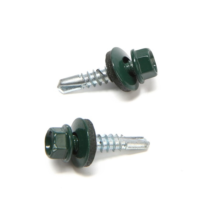 Саморезы кровельные 5,5х25 мм, RAL6005 цвет зеленый, 200 шт. Саморезы кровельные 5,5х25 мм, RAL6005 цвет зеленый, 200 шт.