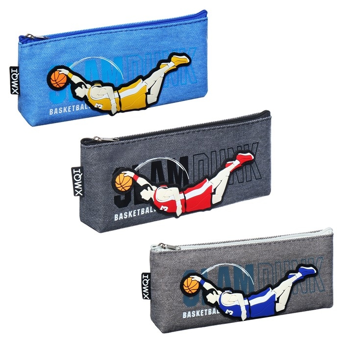 Пенал школьный на молнии Пенал школьный на молнии "Баскетбол", микс