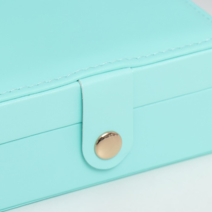 Шкатулка кожзам для украшений  Шкатулка кожзам для украшений "Идилия. Квадратная" бирюза 5х12х12 см