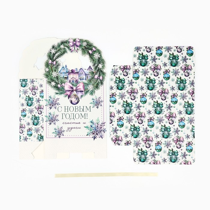 Коробка новогодняя складная «Новогодний венок» 18.4 х 30.4 х 7.3 см, Новый год Коробка новогодняя складная «Новогодний венок» 18.4 х 30.4 х 7.3 см, Новый год