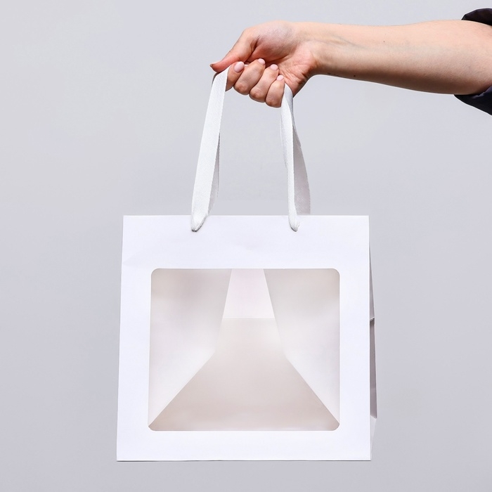 Пакет подарочный, крафт, с окном, «Белый», 25 х 25 х 25 см Пакет подарочный, крафт, с окном, «Белый», 25 х 25 х 25 см