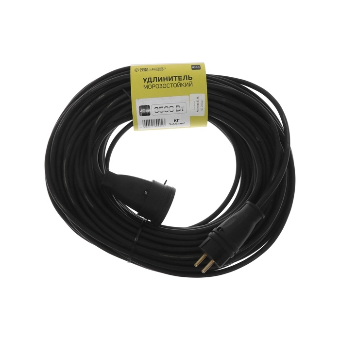 Удлинитель морозостойкий Luazon Lighting ECO, 1 розетка, 40 м, 16 А, КГ 3х1.5 мм2,с з/к,IP44 Удлинитель морозостойкий Luazon Lighting ECO, 1 розетка, 40 м, 16 А, КГ 3х1.5 мм2,с з/к,IP44