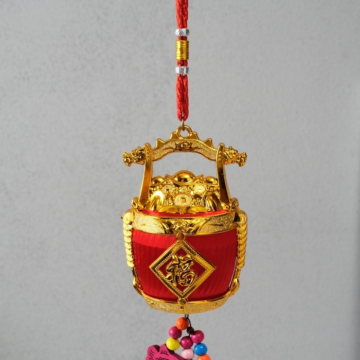 Колокольчик металл  Колокольчик металл "Бочонок с золотом - богатство" 6,5х7,2х31,5 см