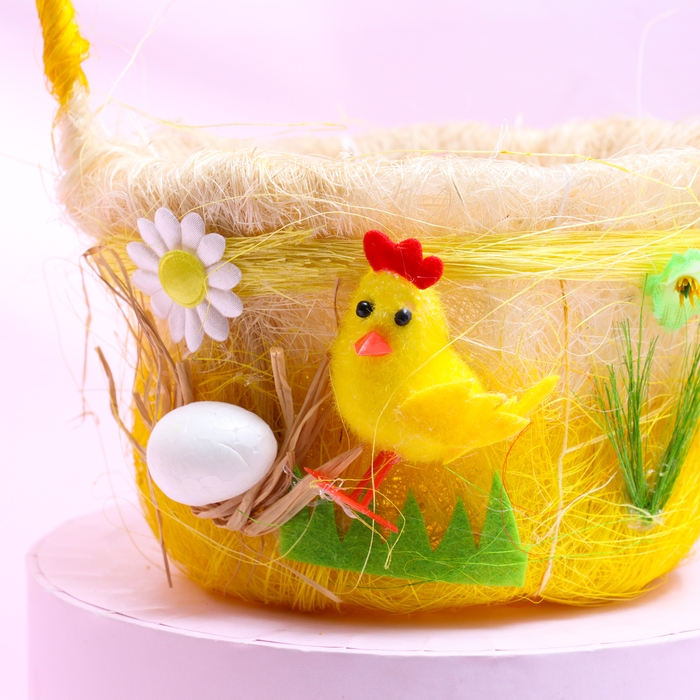 Пасхальная декоративная корзинка  Пасхальная декоративная корзинка "Цыпленок" 12.5х15х22 см