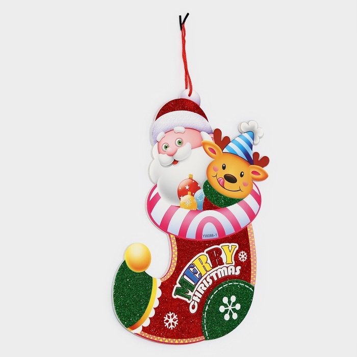 Декоративное украшение (подвеска)  Декоративное украшение (подвеска) "Дед мороз и олень" 35х24 см