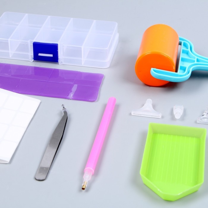 Набор инструментов для алмазной мозаики, с органайзером Набор инструментов для алмазной мозаики, с органайзером