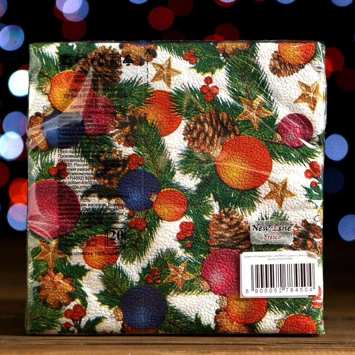 Новый год. Салфетки бумажные New Line FRESCO Шишки-Шарики 2 слоя 20 листов