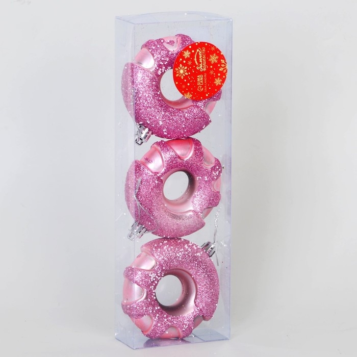 Украшение ёлочное Украшение ёлочное "Пончик праздничный" (набор 3 шт) 7х8 см, сиреневый