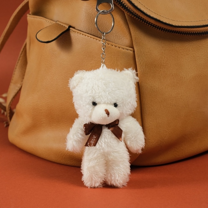 Брелок текстиль Брелок текстиль "Мишка белый с бантиком" 8х5х13 см