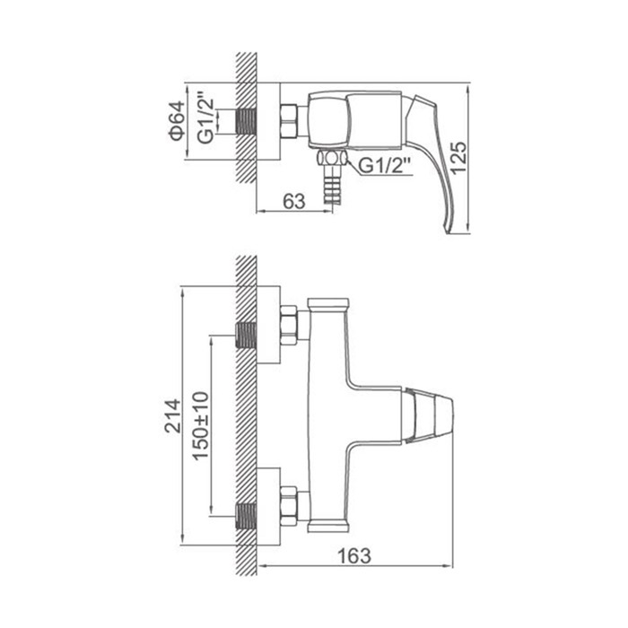 Смеситель для душа Accoona A8065, однорычажный, хром Смеситель для душа Accoona A8065, однорычажный, хром