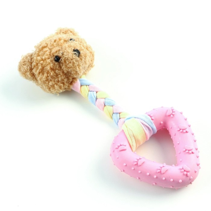 Игрушка мягкая для собак Игрушка мягкая для собак "Медведь" с TPR треугольник, 15 см