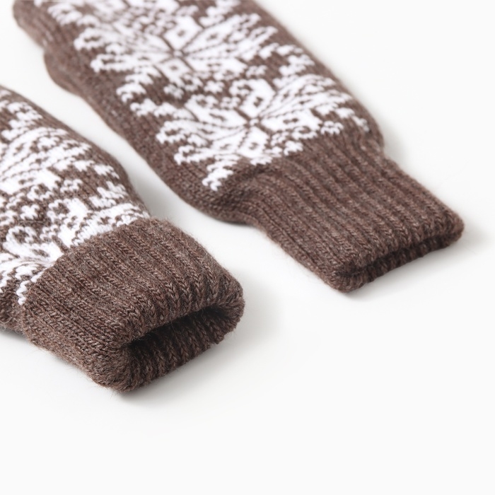 Варежки двойные женские, цвет коричневый, р-р 18 Варежки двойные женские, цвет коричневый, р-р 18