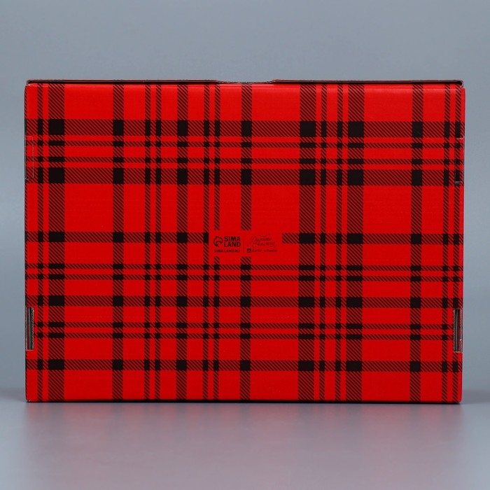 Коробка подарочная новогодняя складная «Клетка», 30,7 х 22 х 9,5 см, Новый год Коробка подарочная новогодняя складная «Клетка», 30,7 х 22 х 9,5 см, Новый год