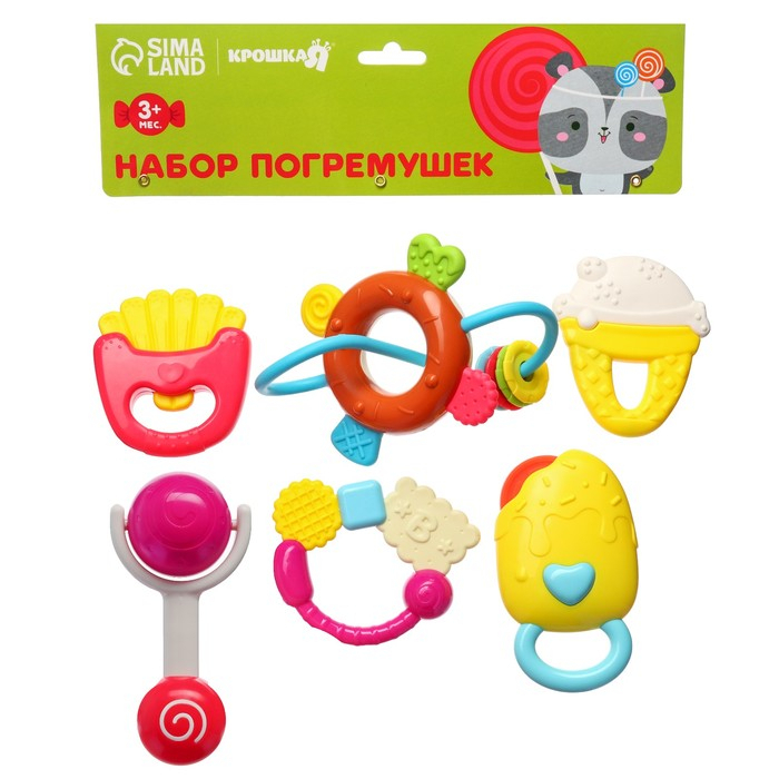 Набор погремушек «Сладости», 6 шт., цвет МИКС, Крошка Я Набор погремушек «Сладости», 6 шт., цвет МИКС, Крошка Я