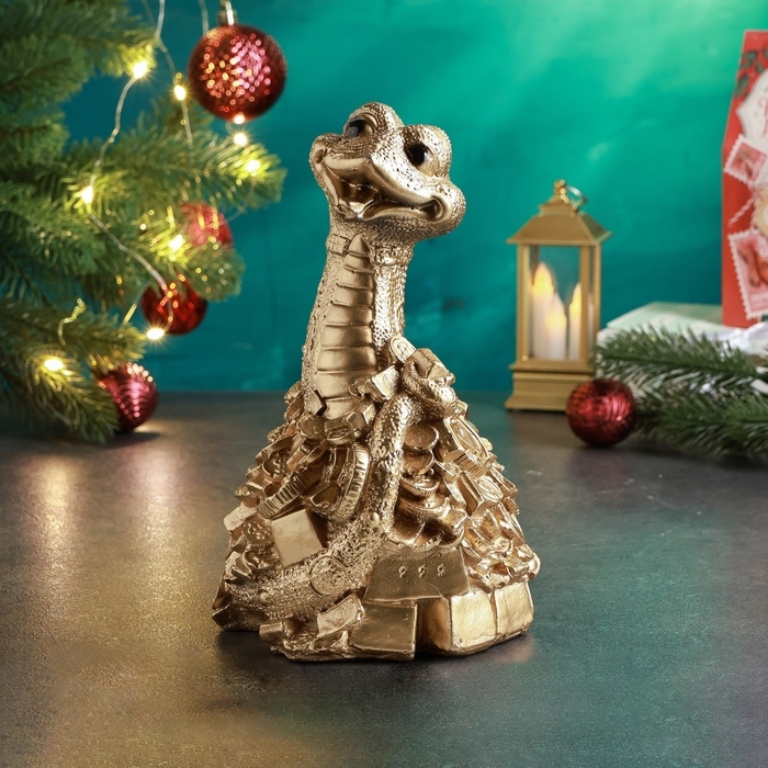 Копилка Копилка "Змея веселая" 20х12см, золото