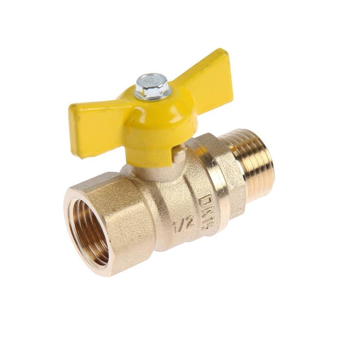 Кран шаровой газовый Кран шаровой газовый "ГАЛЛОП" DN-15 231, внутренняя/наружная резьба 1/2", бабочка