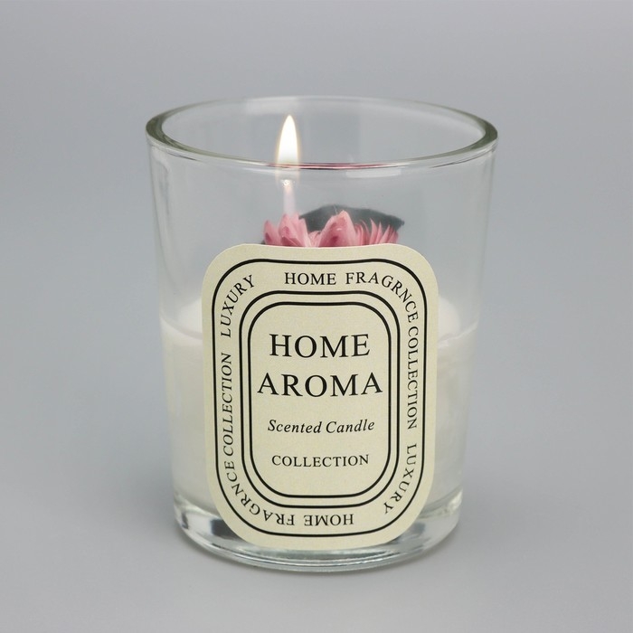 Свеча ароматическая в стакане  Свеча ароматическая в стакане "Sweet Love", ветряной колокольчик цветы МИКС, 5,5х6,5 см