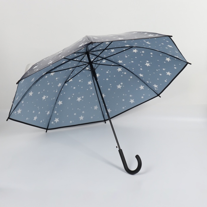 Зонт - трость полуавтоматический «Звезды», 8 спиц, R = 54/60 см, D = 120 см, цвет тёмно - синий Зонт - трость полуавтоматический «Звезды», 8 спиц, R = 54/60 см, D = 120 см, цвет тёмно - синий