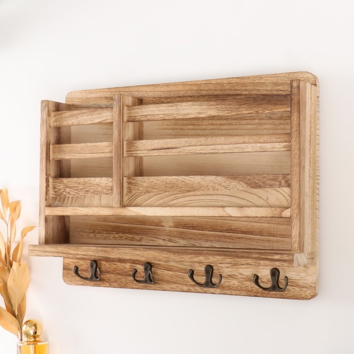 Крючки декоративные дерево с карманом и полочкой под роспись  Крючки декоративные дерево с карманом и полочкой под роспись "Натуральный" 10,5х28х18 см