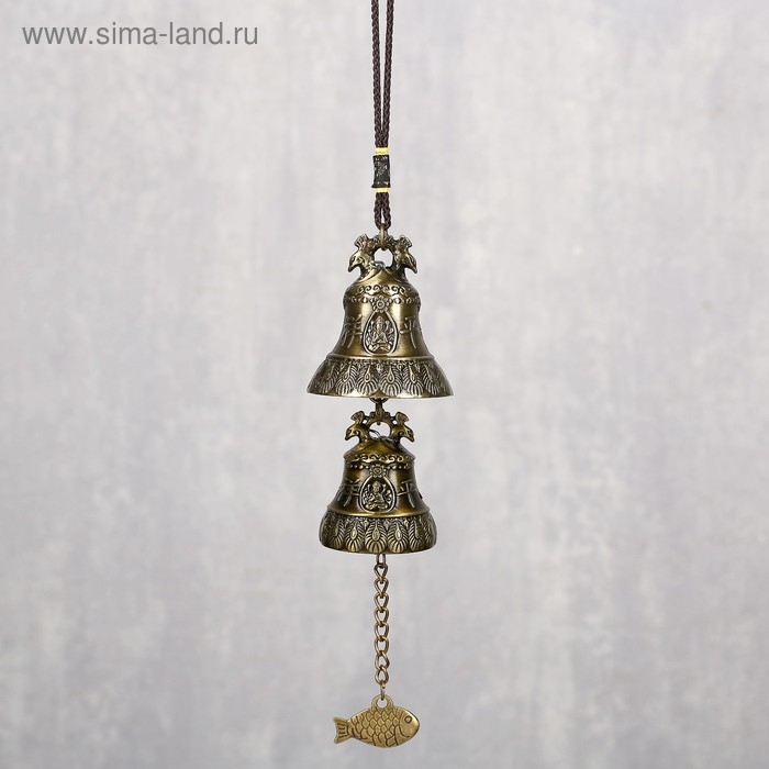 Колокольчик металл  Колокольчик металл "Феникс и будда" 2 колокольчика d=5 и d=4,2 см 29х5х5 см